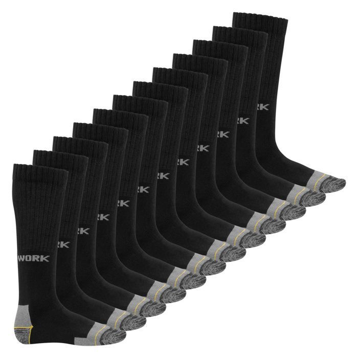Chaussettes de travail et de loisirs - MT - Chaussettes hautes robustes - (12 paires) - Logo WORK