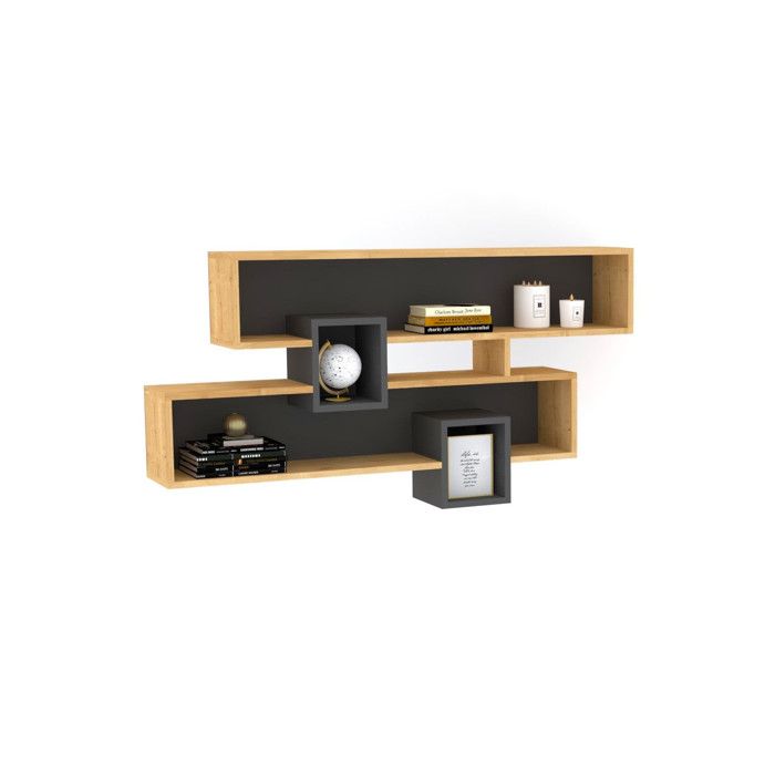 Étagère murale en bois Karen - 120 x 22 x 72 cm - SaphirAnthracite Étagère murale en bois Karen - 120 x 22 x 72 cm - SaphirAnthracite