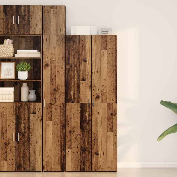 NEW 2026 Haut Armoire Classique Buffet haut pour salon Bois ancien 70x42.5x185 cm Bois dingénierie L3781