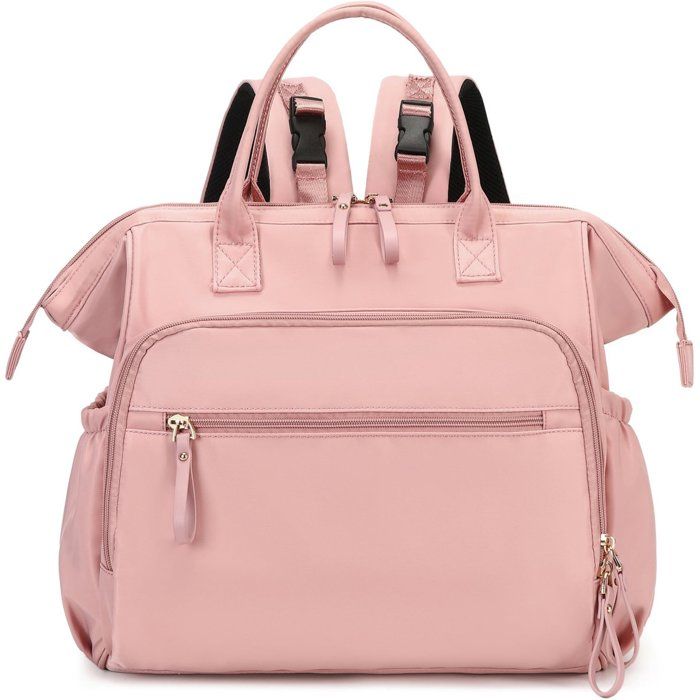 Sac à langer convertible imperméable - 14 poches - Grande ouverture - Boucle pour poussette - Rose