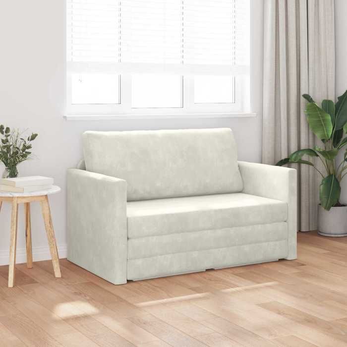 SHELL© Canapé-lit - SOFA 2 en 1 - 110cm - Crème Velours - (par siège) : 110 kg C3037