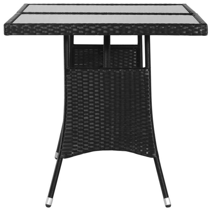 (Promo 2026)TABLE 2/4 PERSONNES - Table de jardin - SHIELD - Table cuisine - Noir 140x80x74cm Résine tressée 7569836