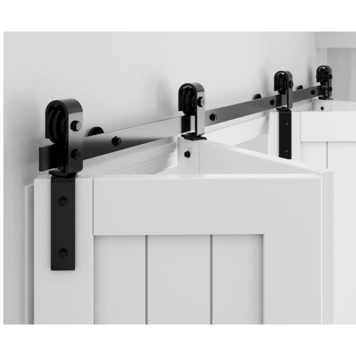 ENSEMBLE PORTE COULISSANT RAIL-72 4 portes Kit rail coulissant robuste-Garvee-système galandage porte - acier - noir