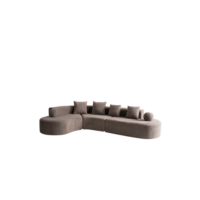 VLIVRA Canapé dangle 5 places - avec assise profonde sans montage et 6 coussins - en chenille gris
