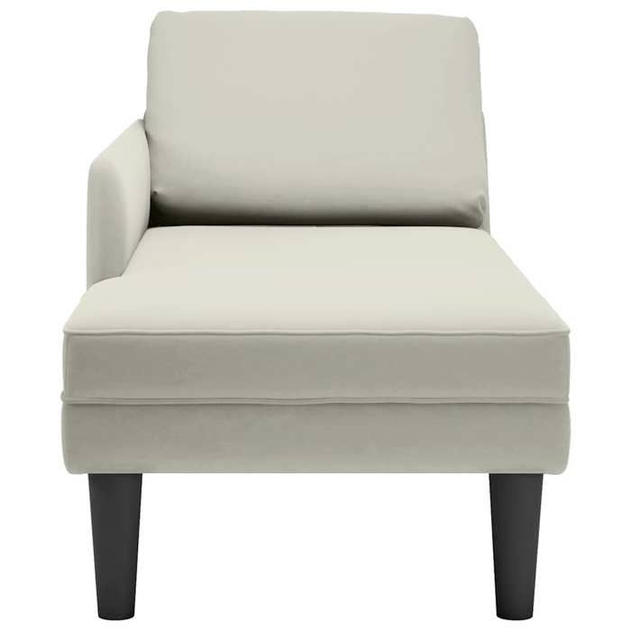 Fauteuil Relax - Crème - Fauteuil long - 1 Place - avec coussin - et accoudoir droit crème velours 132x56x70 cm F1339
