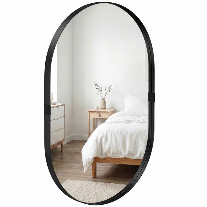 Miroir mural - HOMCOM - verre trempé et cadre en aluminium - pour chambre salon couloir - 60 x 90 cm - noir