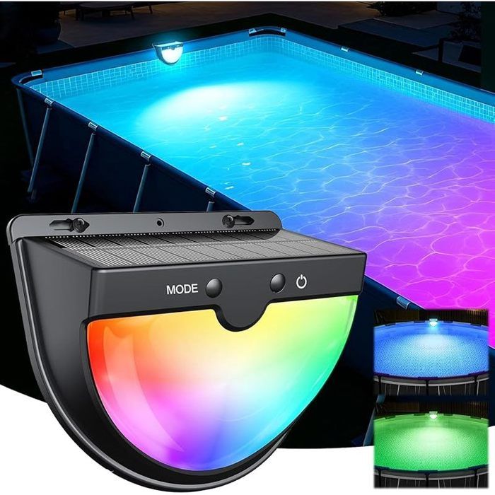 2026 Lumiere Piscine Solaire Éclairage Piscine Sans Fil pour Piscines Hors Sol Métalliques Lumiere LED Piscines avec Mode