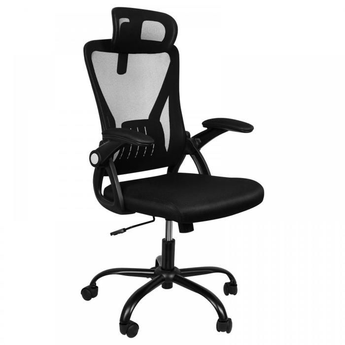 KEDIA Chaise de Bureau Bureau à Domicile Chaise de Bureau Ergonomique (49X48X106) goupille tubulaire ronde noire pour démontage