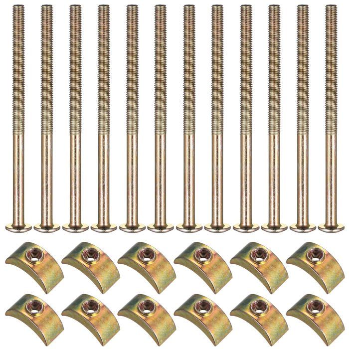 Lot de 12 boulons de connexion M6 pour meubles avec rondelles demi-lune Luna écrous et écrous pour lits superposés(M6 x 100 mm)