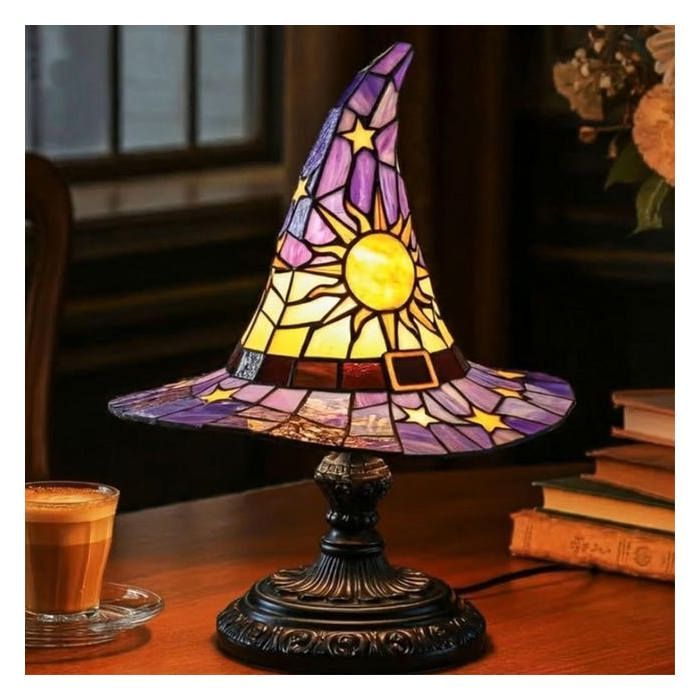 Lampe de table « Chapeau de sorcière » - Éclairage 3000 K idéale pour le salon et la chambre à coucher - Décoration festive - 30 cm