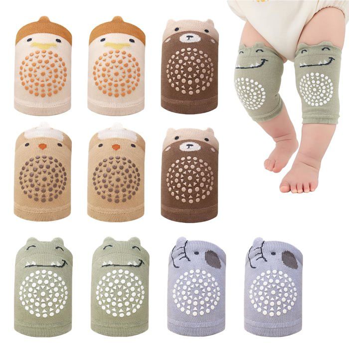 Genouillères et chaussettes antidérapantes pour bébé  douces et respirantes en pur cotonadaptées garçons et filles de 0 à 5 ans.