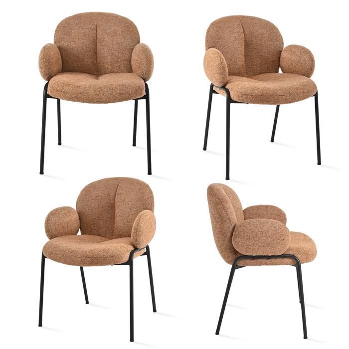 GOEURVANT Lot de 4 Chaises Ergonomiques Orange Chenille Rembourrage Confortable New Eclecticism pour Salle à Manger Coiffeuse Salon