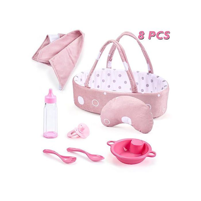 Accessoires poupée - ENJOYIN - Set 8 pièces - Couffin portable 305 cm - Rose - Dès 3 ans