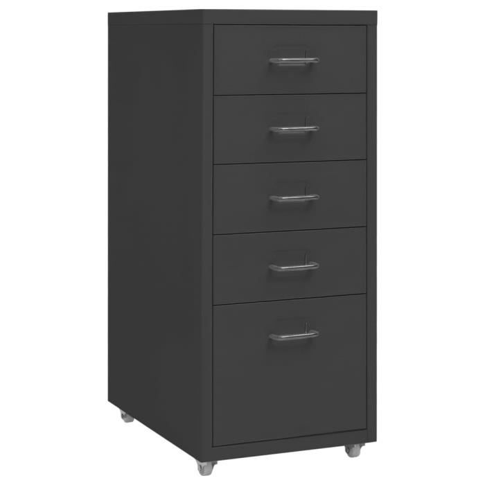 Armoire de bureau - AKOZON - AKO7646491424876 - Métal - 5 tiroirs - Anthracite - 69 cm