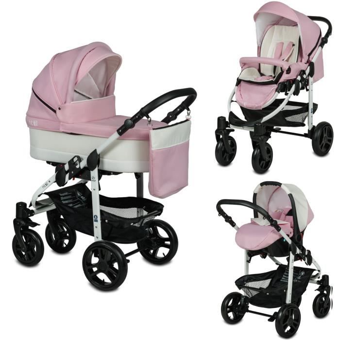 Poussette Combinée Trio 3 en 1 HT2 Rose Pâle - Cdiscount Puériculture &  Eveil bébé