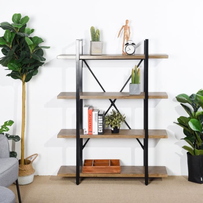 Étagère De Rangement VASAGLE 4 Niveaux - 137,5x56x34 Cm - Blanc érable Et Blanc - Style Moderne