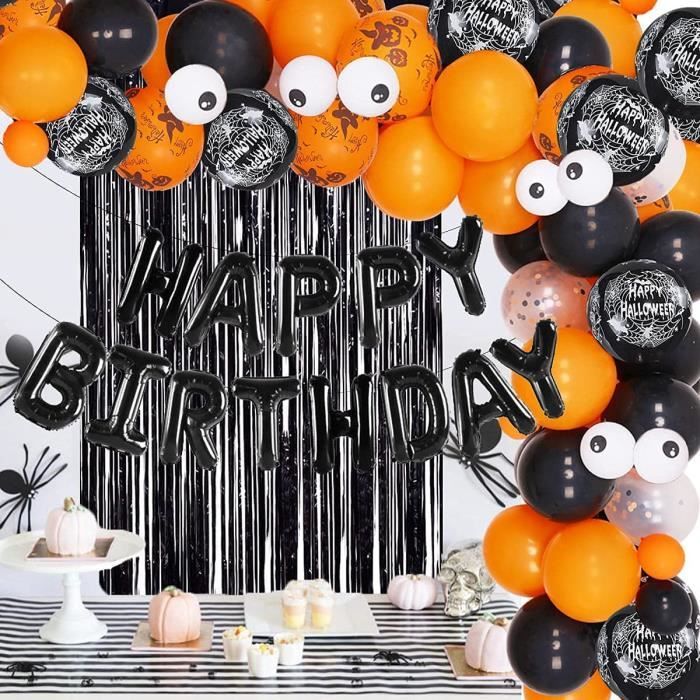 Décorations de fête d'anniversaire pour adultes garçons filles, kit de  guirlande de ballons orange et noir avec ballons joyeux[1207]