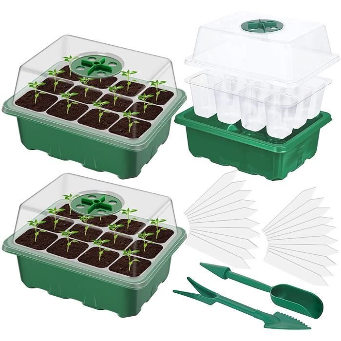 48 trous pour semis kit de démarrage pour la culture des herbes des fleurs et des légumes. YIREAUD Bac à semis 