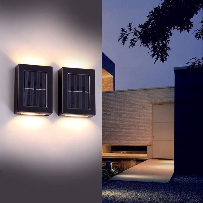 Lampe Solaire Extérieur 2pcs Applique Murale LED Extérieure Étanche Lampes  Solaires Haut et Bas pour Jardin Patio Garage Allée[49] - Cdiscount Maison