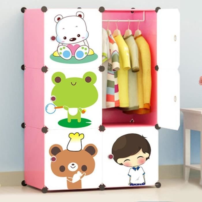 Armoires Etageres Plastiques Enfants Dessin Anime Rose 6 Cubes Armoires Meubles De Rangement Pour Vetements Chaussures Jouets Achat Vente Armoire De Chambre Armoires Etageres Plastiques Soldes Cdiscount