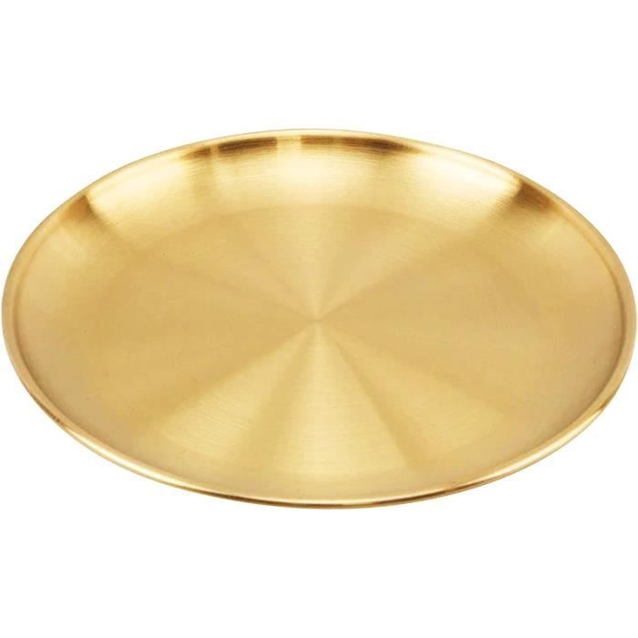MUXHEL Plateau Décoratif Rond, Plateau De 30 Cm Doré, Plateau