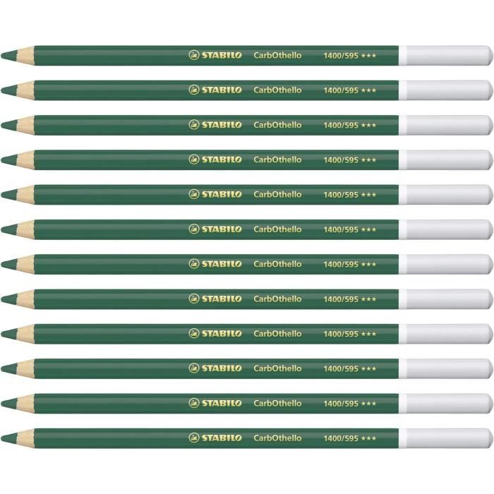 Crayon De Couleur - Carbothello - Lot X 12 Crayons Pastel Fusain - Vert  Cinabre Foncé (1400-595)[u2942]