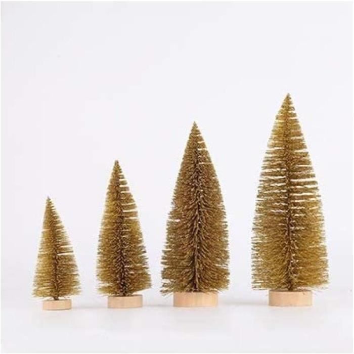 8x Mini Sapins Noël En Sisal - Bases Bois - 5 Tailles Différentes - Décoration Table Ou Déco D'intérieur