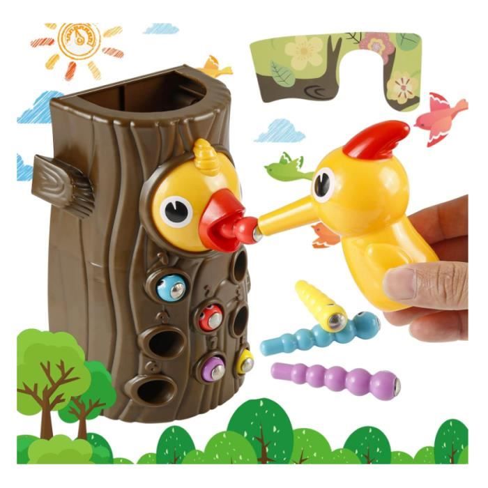 Jouet Magnétique - Marque - Nourrir lOiseau avec des Insectes - Motricité Fine - Jouets Éducatifs