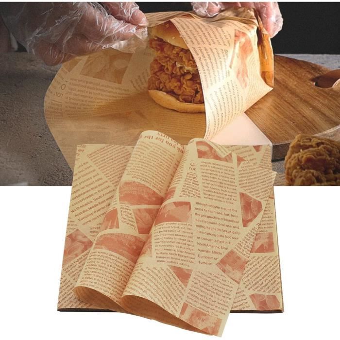Lot De 100 Feuilles De Papier Fromage – 26 X 36 Cm, Résistant à L’eau Et à La Graisse, Pour Hamburgers, Sandwiches, Frites