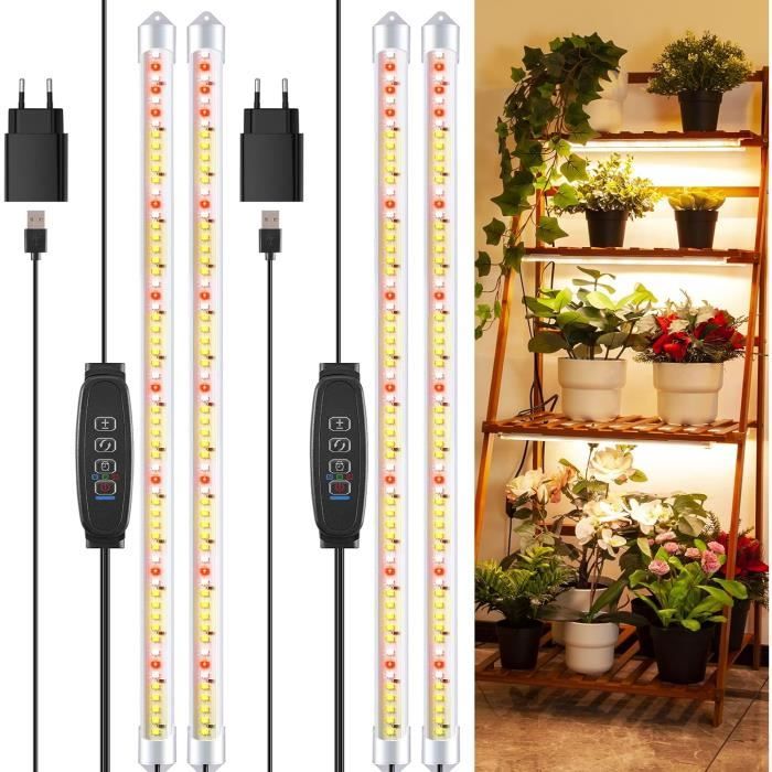 2PCS 2 Barres Lampe pour plantes LED,Lampe Horticole 240 LED,Lampe Croissance avec minuterie Auto ON/Off 3/9/12H,3 modes d'éclairage