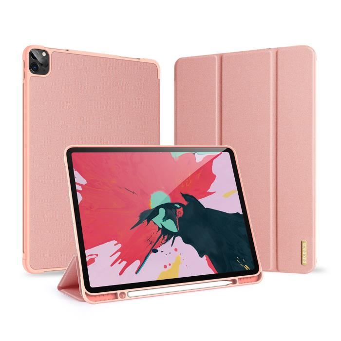 Coque iPad Pro(2020) 11 pouces - Etui Smart Folio - Porte-stylo Apple  Pencil - Rose