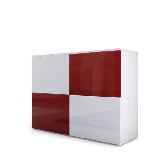Vladon Commode buffet Rova en Blanc mat - Blanc haute brillance - Bordeaux haute brillance Vladon Commode buffet Rova en Blanc mat - Blanc haute brillance - Bordeaux haute brillance