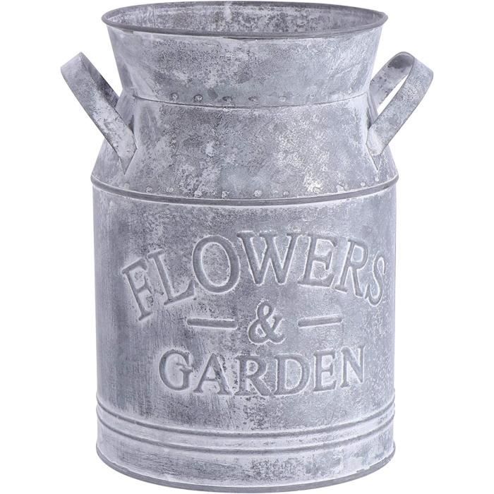 Lot De 2 Vases à Fleurs Vintage Métal Bronze – Pots à Lait Shabby Chic Galvanisés – Décoration Maison, Mariage & Jardin
