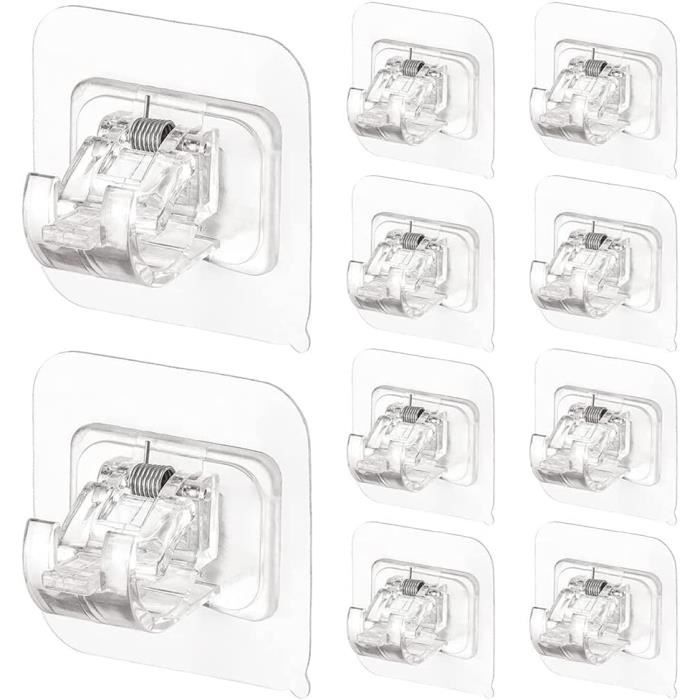Supports De Tringle à Rideau Sans Perçage BelleVive - Lot De 2, Transparents, Adhésifs - Portée Max 15 Lbs