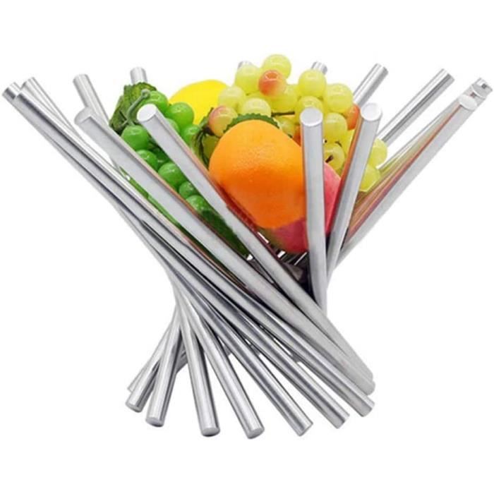 Corbeille à Fruits Pliable En Acier Inoxydable - Design Creux Et Multifonction Pour Cuisine Et Décoration