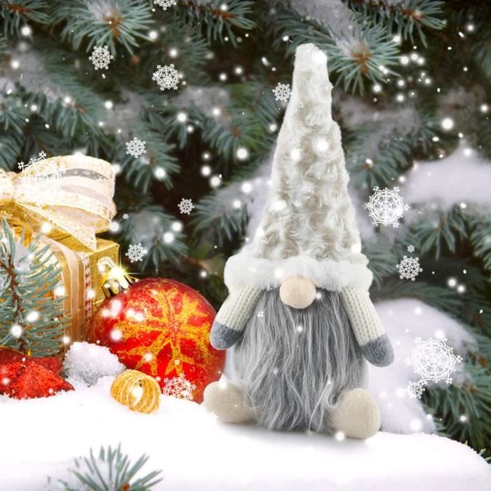 Figurine De Noël Gnome Gris Sans Visage – Décoration Maison Pour Sapin Ou Table
