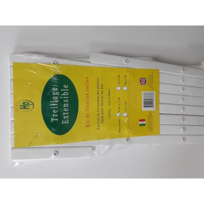 LOT DE 2 TREILLAGES EXTENSIBLES PLASTIQUE BLANC 0.5M X 1.5M