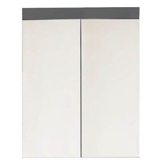 armoire de toilette murale - chb collection - gris - 60/77/17 - mélaminé blanc - bandeau gris