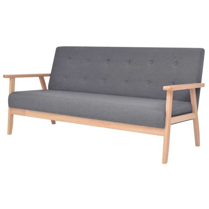 999&{HOME} Canapé droit fixe - design Scandinave - Sofa Banquette à 3 places Tissu Gris foncé - 158 x 67 x 735 cm NEW