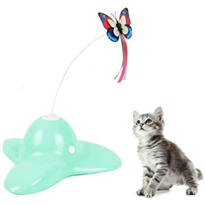 Jouet Interactif Pour Chat D Interieur Avec Papillon Rotatif Pour Chatons Vert Cdiscount