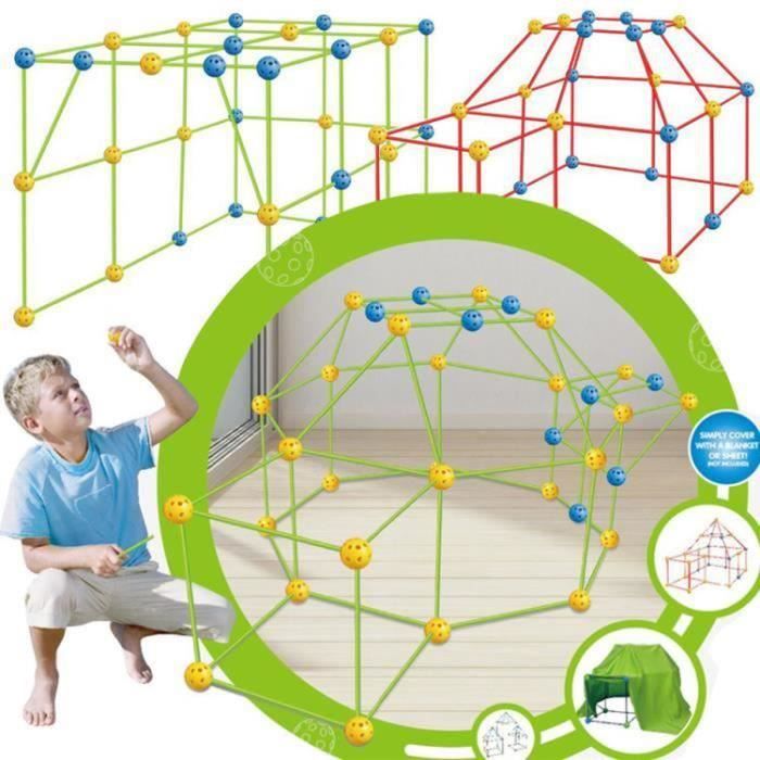 Kit de Construction de Fort pour Enfants, Jeu de Construction de châteaux  Tente Tunnels Tour fusée DIY Puzzle Blocks Jouets éducatifs pour Garçons