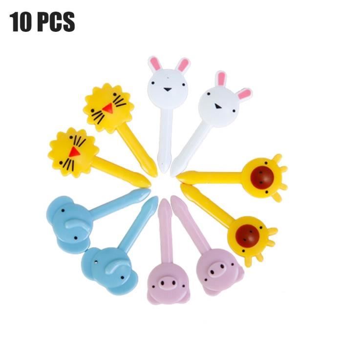 55 Pcs Fourchettes À Fruits Enfants Animaux Pics Plastique Fruit Mini