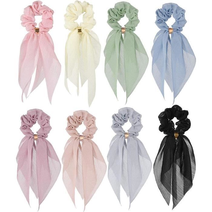 Foulard Cheveux - Chouchou - 8 Pcs - Doux Élastiques - Design Élégant - Multi-Couleurs