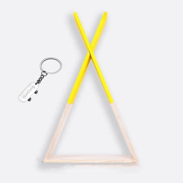 Etagere Tipi En Bois Etagere Murale Rangement Etagere De Rangement Chambre Enfant Bebe Diy Decor Jaune Cdiscount Maison