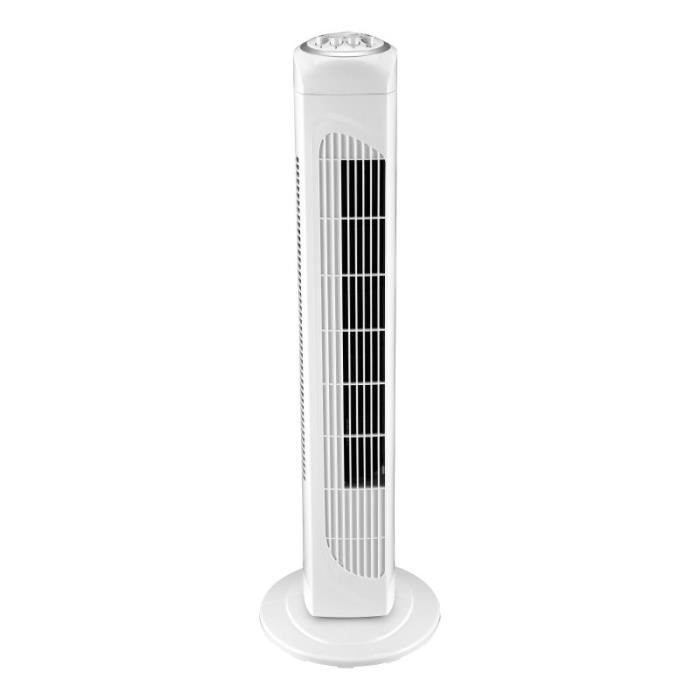 Ventilateur tour oscillant 76cm - NORDIC HOME CULTURE - 3 vitesses - minuterie - blanc
