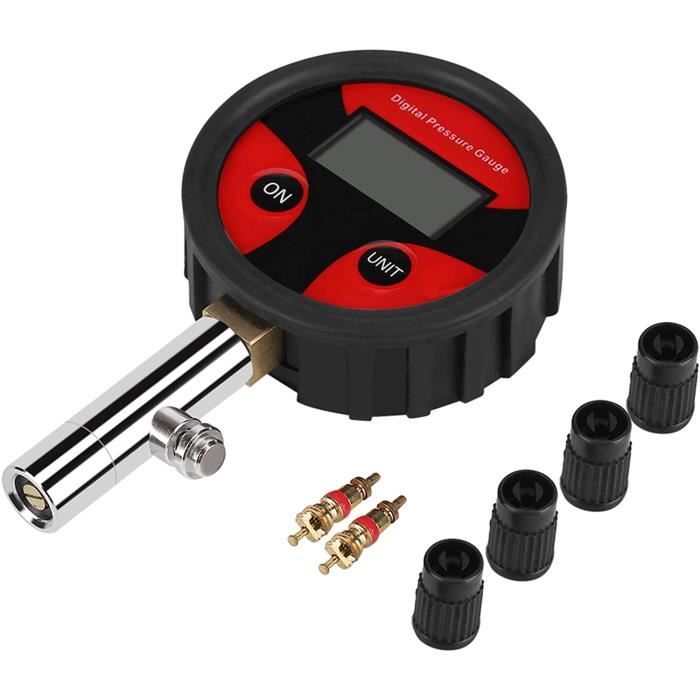 Manomètre Digital Pour Pneus - Jauge Pression Pneu Auto/moto - Écran LCD, Lumière LED - Compatible Valve Schrader