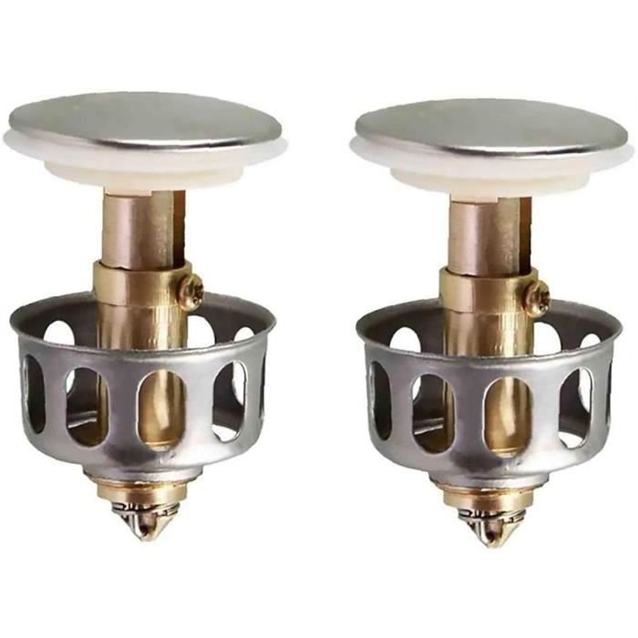 2pcs Bonde De Lavabo, Bonde Lavabo Avec Filtre Amovible 33-40mm, Bouchon Lavabo Salle De Bain Universel Pop Up, Filtre De Drainage De Sol En Acier Inoxydable Pour Bain, Cuisine