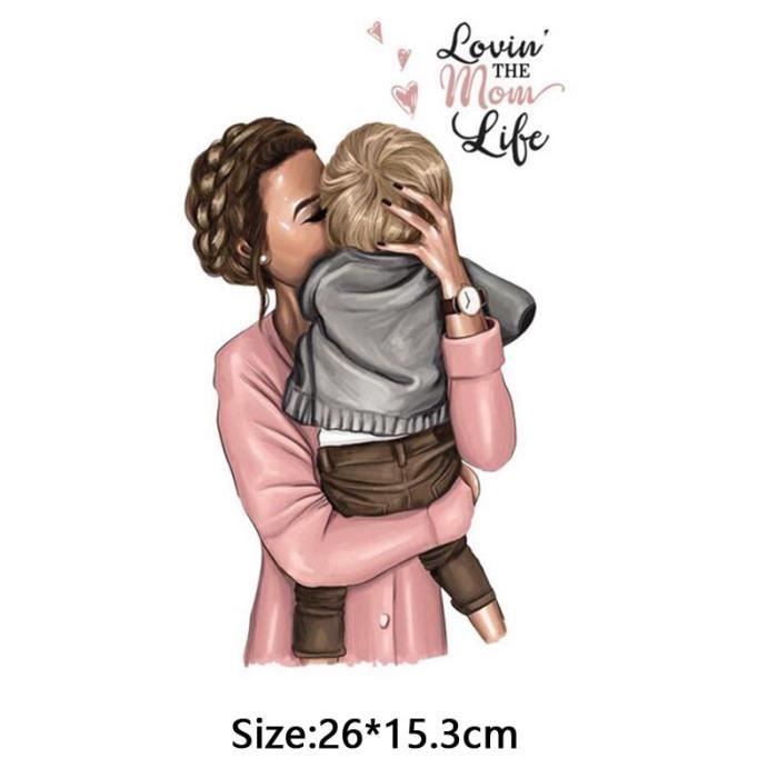 Ecusson Maman Bebe Thermo Autocollants Rayures Sur Les Vetements Fer Sur Les Transferts Vinyle Chaleur Patchs Type Cafe Cdiscount Beaux Arts Et Loisirs Creatifs