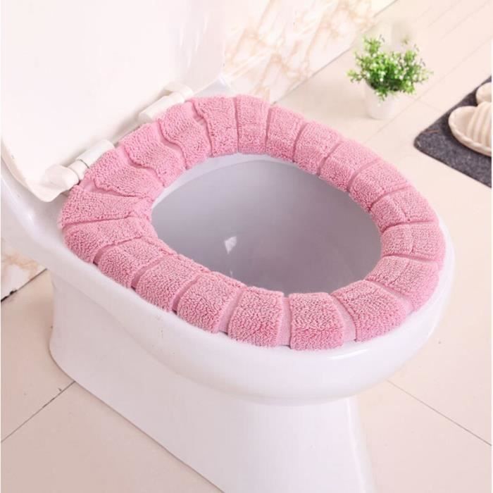 Abattant Wc,Housse de siège de toilette, 4 couleurs, couvercle de toilette,  doux et chaud, accessoires pour tapis de - Type Rose - Cdiscount Bricolage