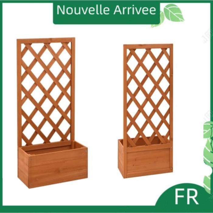 Bois de sapin Jardinière à treillis de jardin Orange (50x25x90cm) pratique